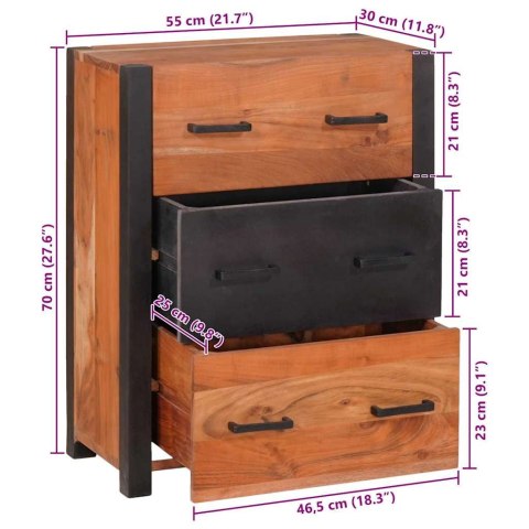 Bufet 3 pcs Brązowy 110 x 30 x 75 cm Lite drewno akacjowe