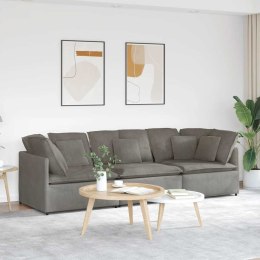 Sofa modułowa z poduszkami Tkanina sztruksowa Jasnoszara