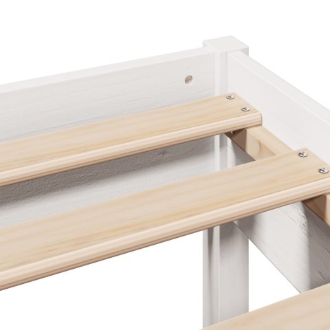 Łóżko bez materaca, białe, 200x200 cm, lite drewno sosnowe