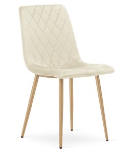 Krzesło TURIN - jasny beż aksamit / nogi kolor drewna x 4