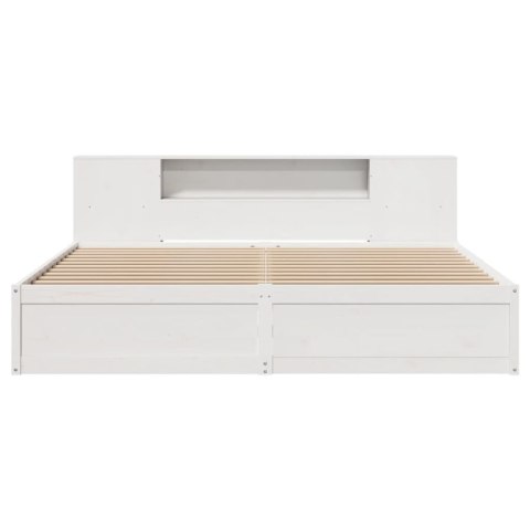 Łóżko bez materaca, białe, 200x200 cm, lite drewno sosnowe