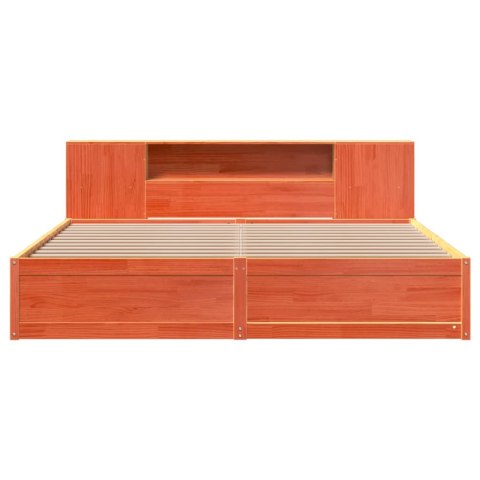 Łóżko bez materaca, woskowy brąz, 200x200 cm, drewno sosnowe