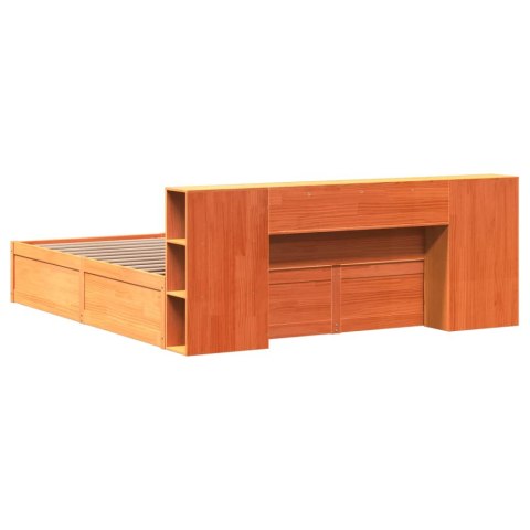 Łóżko bez materaca, woskowy brąz, 200x200 cm, drewno sosnowe