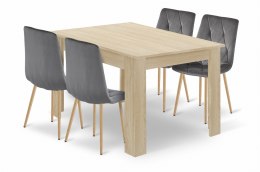 Zestaw stół NP 120x80 Dąb Sonoma + 4 krzesła LIBRA szare