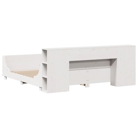 Łóżko bez materaca, białe, 200x200 cm, lite drewno sosnowe