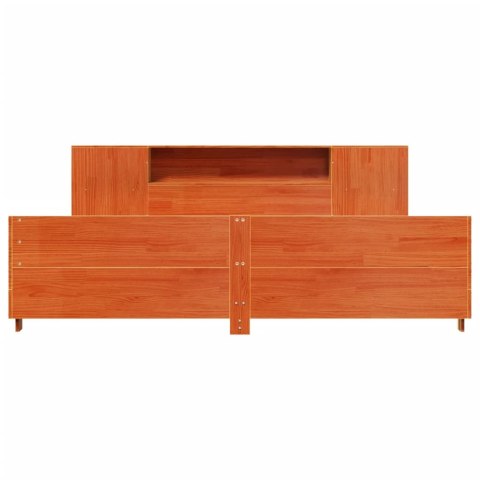 Łóżko bez materaca, woskowy brąz, 200x200 cm, drewno sosnowe