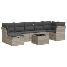 8-cz. zestaw mebli ogrodowych, poduszki, jasnoszary polirattan