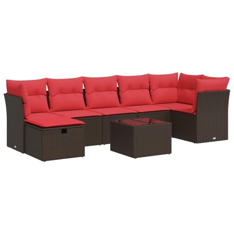 8-cz. zestaw wypoczynkowy do ogrodu, z poduszkami, brązowy