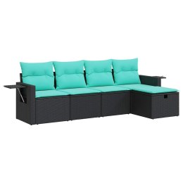 5-cz. zestaw wypoczynkowy do ogrodu, poduszki, czarny rattan PE