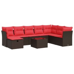 9-cz. zestaw mebli ogrodowych z poduszkami, brązowy, polirattan