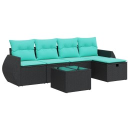 6-cz. zestaw mebli ogrodowych z poduszkami, czarny polirattan