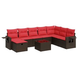 9-cz. zestaw mebli ogrodowych z poduszkami, brązowy, polirattan