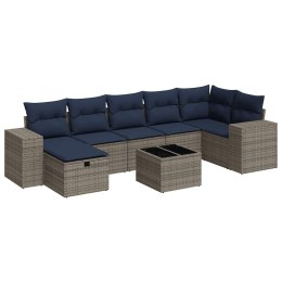 8-cz. zestaw mebli ogrodowych z poduszkami, szary, polirattan