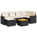 7-cz. zestaw wypoczynkowy do ogrodu, z poduszkami, czarny
