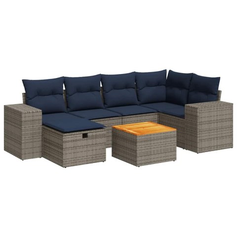 7-cz. zestaw wypoczynkowy do ogrodu, z poduszkami, szary