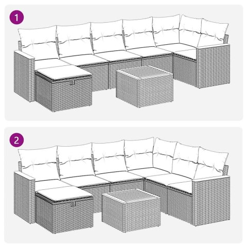 8-cz. zestaw mebli ogrodowych z poduszkami, beżowy, polirattan