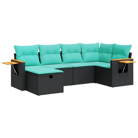 6-cz. zestaw mebli ogrodowych z poduszkami, czarny polirattan