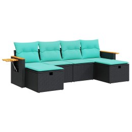 6-cz. zestaw mebli ogrodowych z poduszkami, czarny polirattan