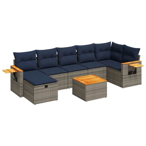 8-cz. zestaw mebli ogrodowych z poduszkami, szary, polirattan