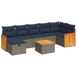 8-cz. zestaw mebli ogrodowych z poduszkami, szary, polirattan