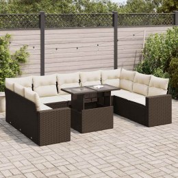 10-cz. zestaw mebli ogrodowych z poduszkami, brązowy polirattan