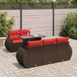 6-cz. zestaw mebli z poduszkami, brązowy, polirattan i akacja