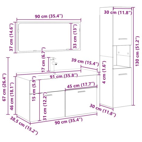 VidaXL 4-częściowy zestaw mebli łazienkowych, stare drewno
