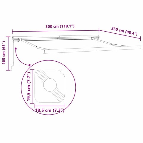 Markiza zwijana Wielokolorowe 300 x 250 cm Tkanina i Metal