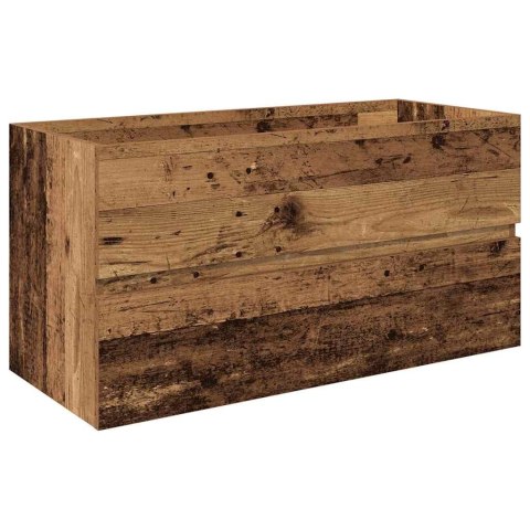 VidaXL Szafka pod umywalkę z wbudowaną umywalką i baterią Stare drewno