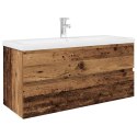 Szafka pod umywalkę z wbudowaną umywalką i baterią Stare drewno