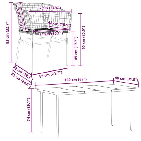 7-częściowy zestaw obiadowy do ogrodu, brązowy polirattan szkło