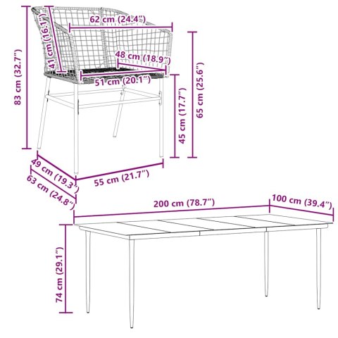 9-częściowy zestaw obiadowy do ogrodu, brązowy polirattan szkło