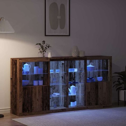 Bufet Ze LED Lights 3 pcs Stare drewno 202 x 37 x 100 cm