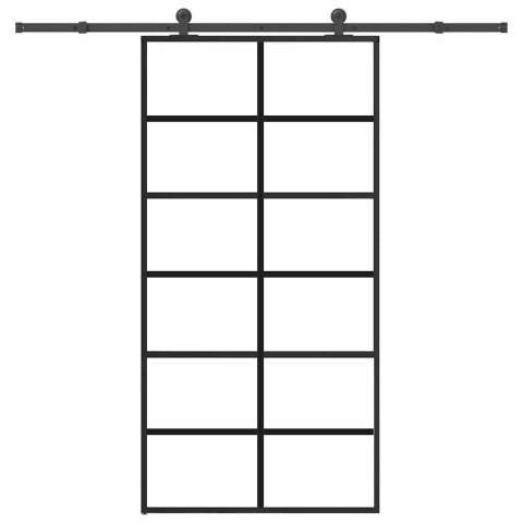 Drzwi przesuwne z osprzętem, 102x205 cm, szkło ESG i aluminium