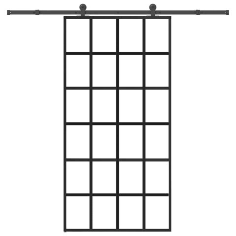 VidaXL Drzwi przesuwne z osprzętem, 102x205 cm, szkło ESG i aluminium
