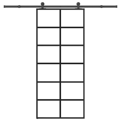 Drzwi przesuwne z osprzętem, 90x205 cm, szkło ESG i aluminium