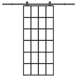 VidaXL Drzwi przesuwne z osprzętem, 90x205 cm, szkło ESG i aluminium