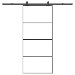 VidaXL Drzwi przesuwne z osprzętem, 90x205 cm, szkło ESG i aluminium