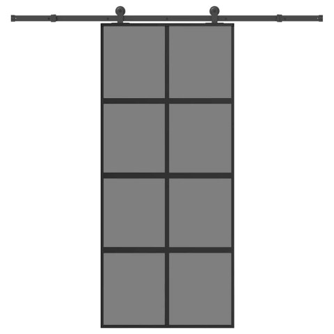 Drzwi przesuwne z osprzętem, 90x205 cm, szkło i aluminium