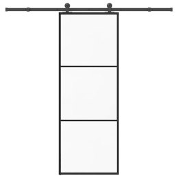VidaXL Drzwi przesuwne z osprzętem, szkło ESG i aluminium, 76x205 cm
