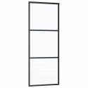 Drzwi przesuwne z osprzętem, szkło ESG i aluminium, 76x205 cm