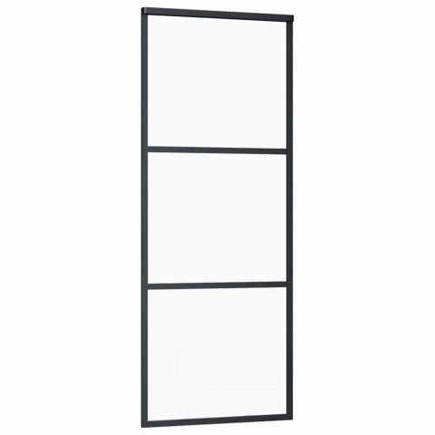 Drzwi przesuwne z osprzętem, szkło ESG i aluminium, 76x205 cm