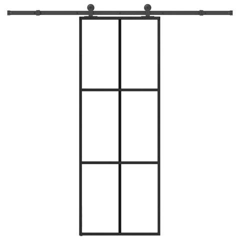 Drzwi przesuwne z osprzętem, szkło ESG i aluminium, 76x205 cm