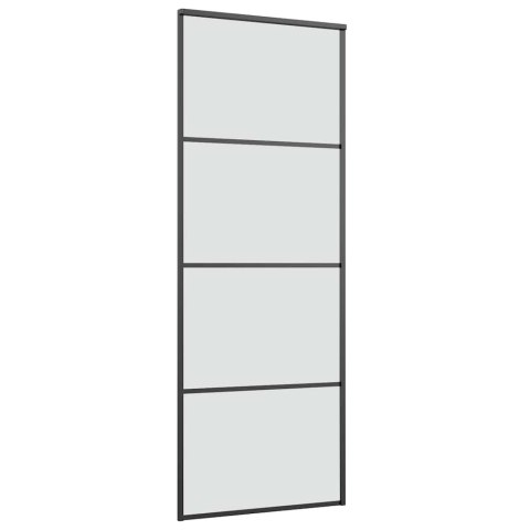Drzwi przesuwne z osprzętem, szkło ESG i aluminium, 76x205 cm