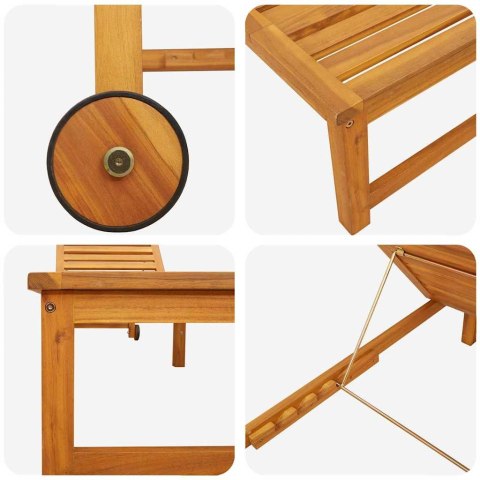 Leżak 2 pcs Brązowy 53 x 202 x 89cm Lite drewno akacjowe