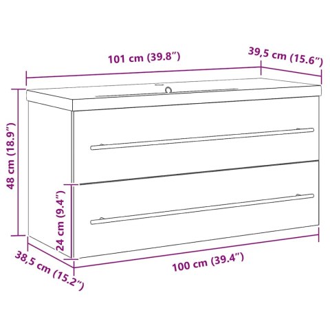 VidaXL Szafka pod umywalkę 2 pcs Stare drewno 100 x 38,5 x 48 cm