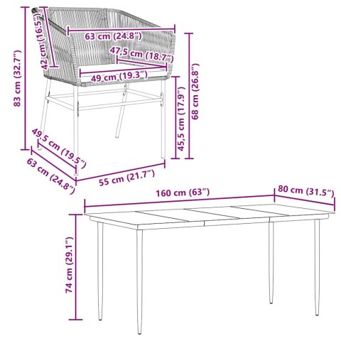 5-cz. zestaw mebli ogrodowych z poduszkami, czarny polirattan