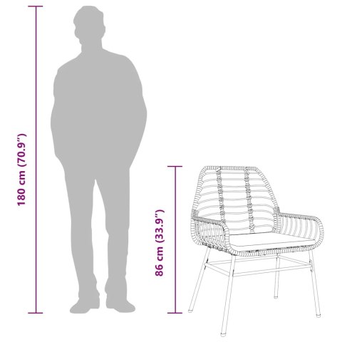 5-cz. zestaw mebli ogrodowych z poduszkami, czarny polirattan