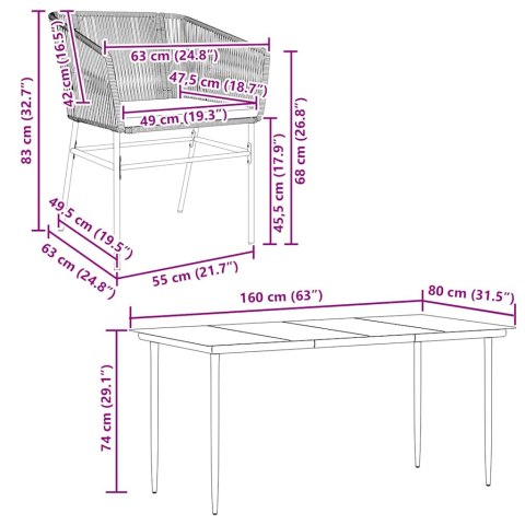 5-częściowy zestaw ogrodowy poduszkami brązowy polirattan szkło