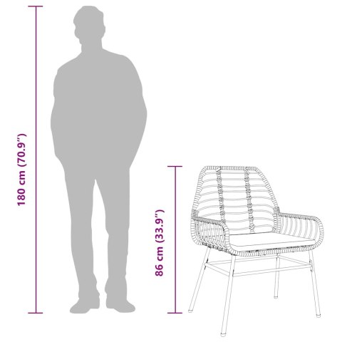 5-częściowy zestaw ogrodowy poduszkami brązowy polirattan szkło